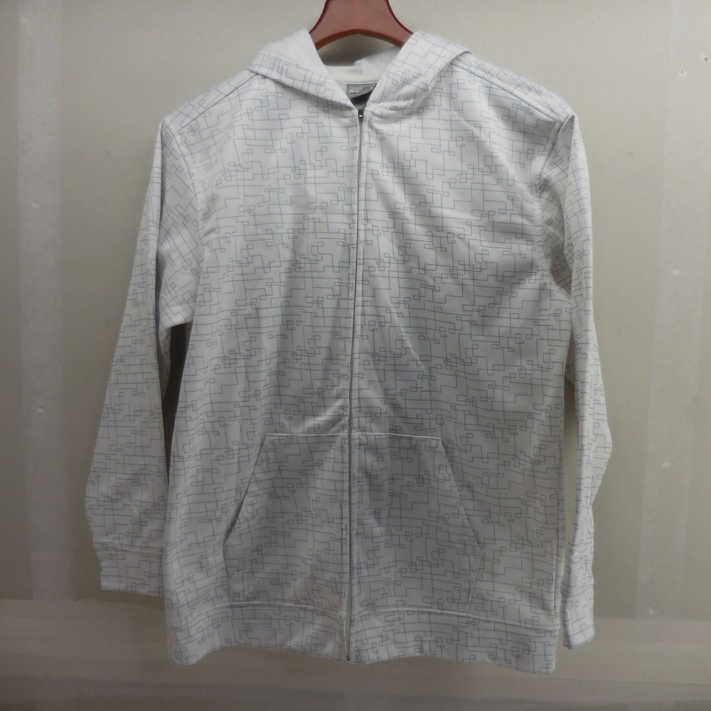 C9 by Champion Mens White Geometric Grid Full Zip Hoodie Sweatshirt Large